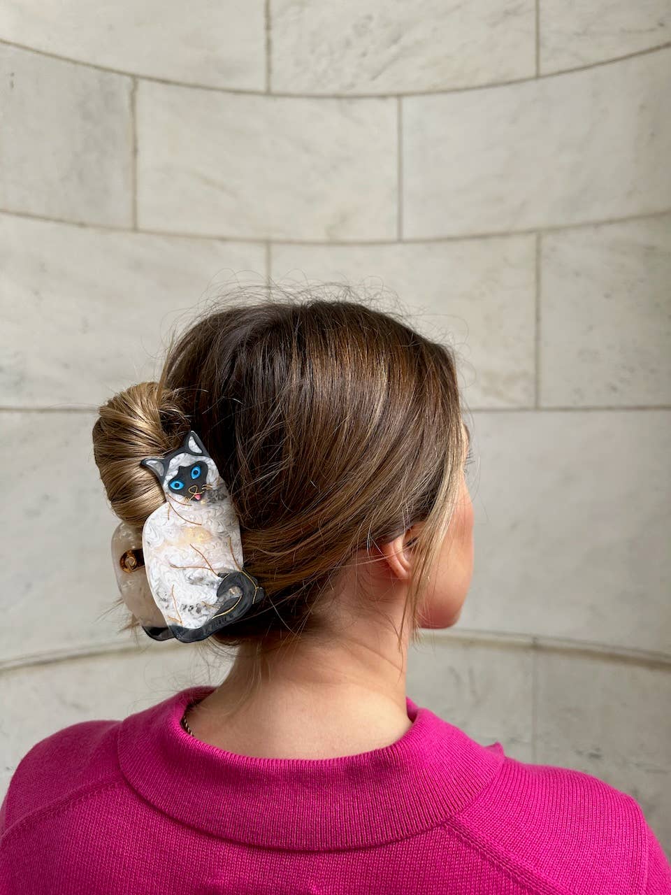 Hand-painted Siamese Cat Claw Hair Clip | Eco-Friendly