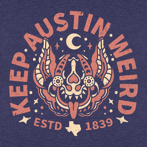 Keep Austin Weird Tat Bat Unisex Tee