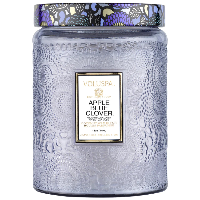 Apple Blue Clover Large Glass Jar